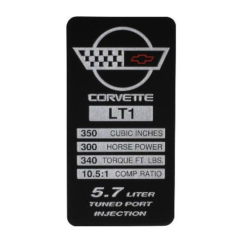 C4 Corvette 1992 LT1 Engine ID Spec Metal Data Plate Emblem MIDWEST CORVETTE 603250-1
