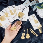 12Pcs Brass Bookmarks Musical Instrument Page Clips Book Marks Notebook Darts Book Markers with Tassel for Reading School Work Book
