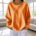 thumbnail image 3 of Womens Oversized Long Sleeve Pullovers Solid Color Crewneck Long Sleeve Casual Tops Waffle T-shirt, 3 of 5