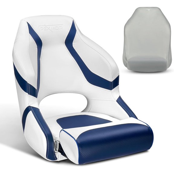 PEXMOR Flip Up Bolster Design UV Resistant Vinyl Boat Seat with Mounting Screw and Cover
