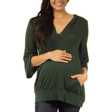 24/7 Comfort Apparel Women's 3/4 Sleeve Slip-on Maternity Hoodie Top