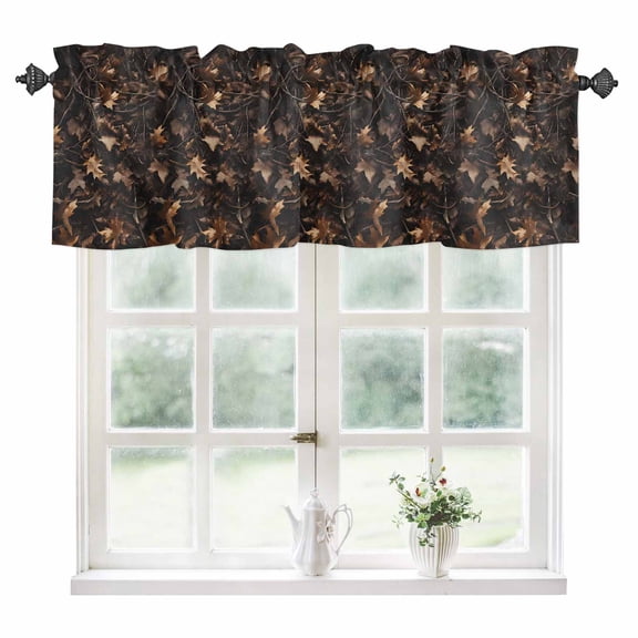 Withered LeavesVintage Brown Botanical Kitchen Valances for Windows 42x12 Inch Kitchen Curtains Valances Rod Pocket Bathroom Window Valances for Window Treatment Decor