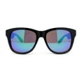 thumbnail image 2 of Mens Kush Color Mirror Lens Round Horn Rim Sport Plastic Sunglasses Shiny Black - Green Mirror, 2 of 4