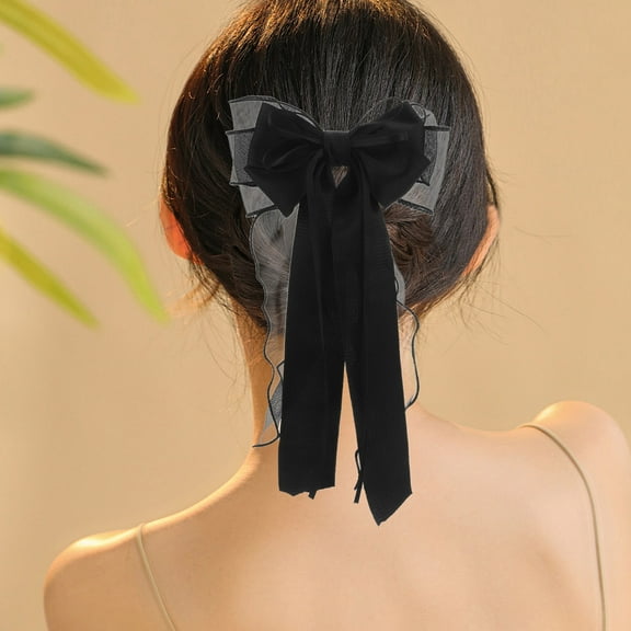 NICEXMAS 1Set Bowknot Mesh Hair Clips Hair Clip Bows Elegant Design Black Hair Accessories For Women Outings
