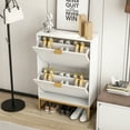 thumbnail image 6 of Shoe Cabinet Storage for Entryway, Tipping Shoe Cabinet with 2 Flip Drawers Fluted Panel, Narrow Shoe Rack for Living Room, 6 of 10
