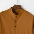 thumbnail image 6 of Mens Clothes, Men Solid Color Casual Fashion Button Round Neck Short Sleeve T-shirt Top 3XL, Brown, 6 of 8