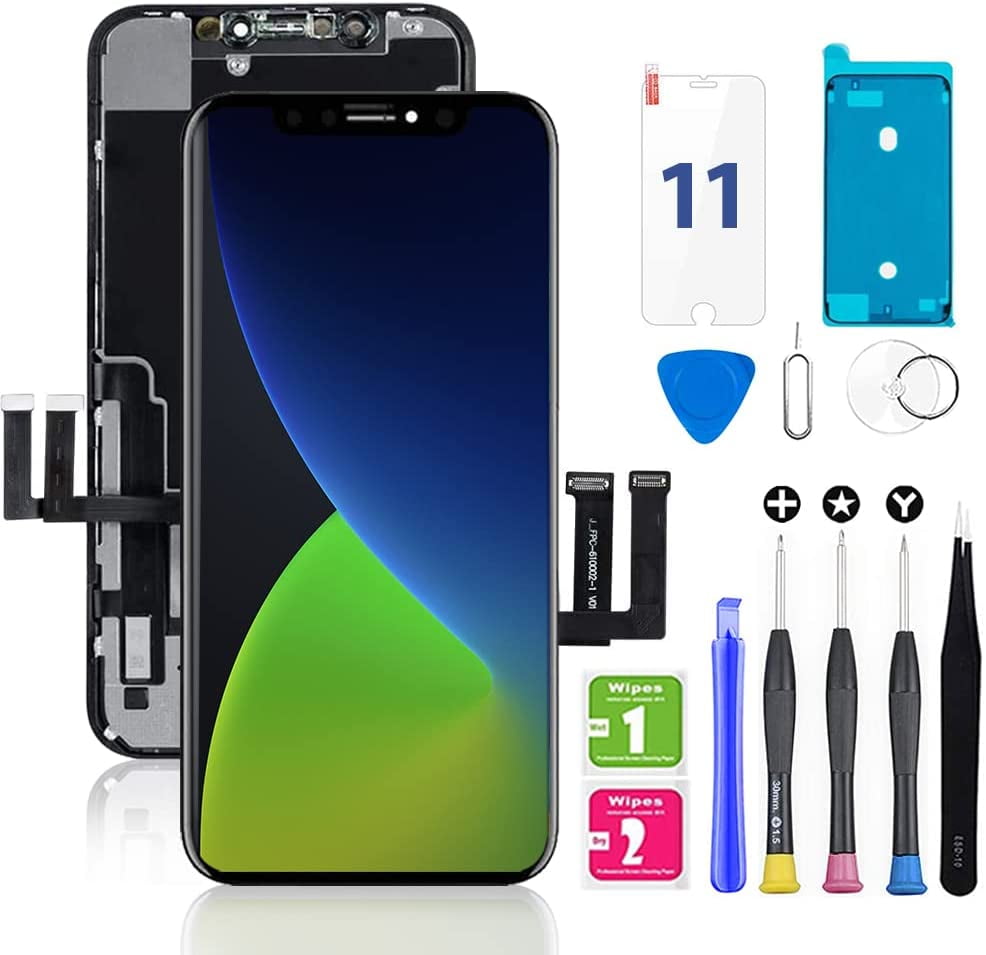 iPhone 11 Pro Screen Replacement Repair Tools Kit Black 5.8 inch for iPhone 11 Pro LCD Display 3D Touch Screen Digitizer Frame with Adhesive Screen Protector