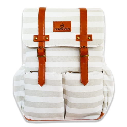 Kaydee Baby Unisex Canvas Diaper Tote Backpack Bag with Stroller and Changing Pad - For Men and (White and Grey Stripe) - Walmart.com