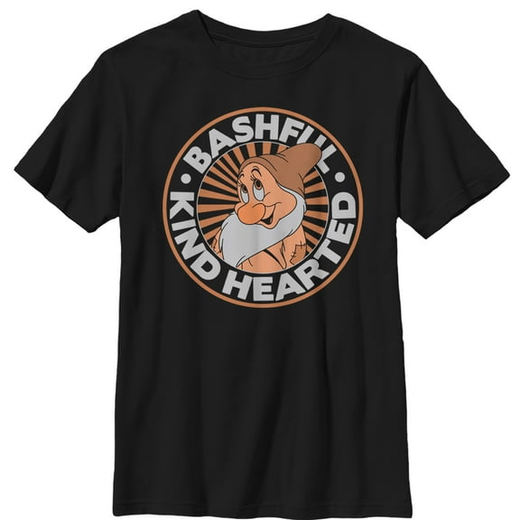 Boy's Snow White and the Seven Dwarfs Kind Bashful  Graphic Tee Black X Large