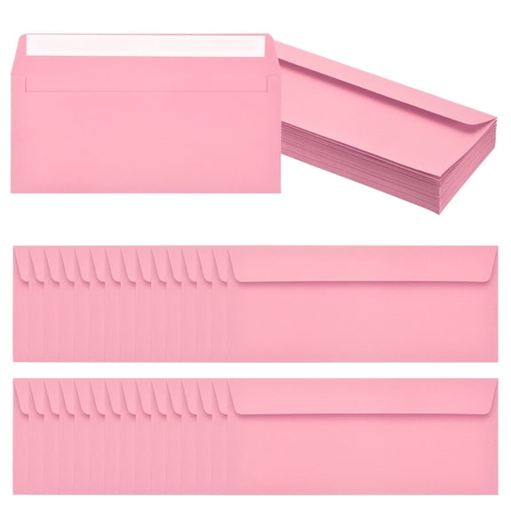 Uxcell 60 Pack Pink #10 Business Envelopes, Colored Self Seal Letter Size