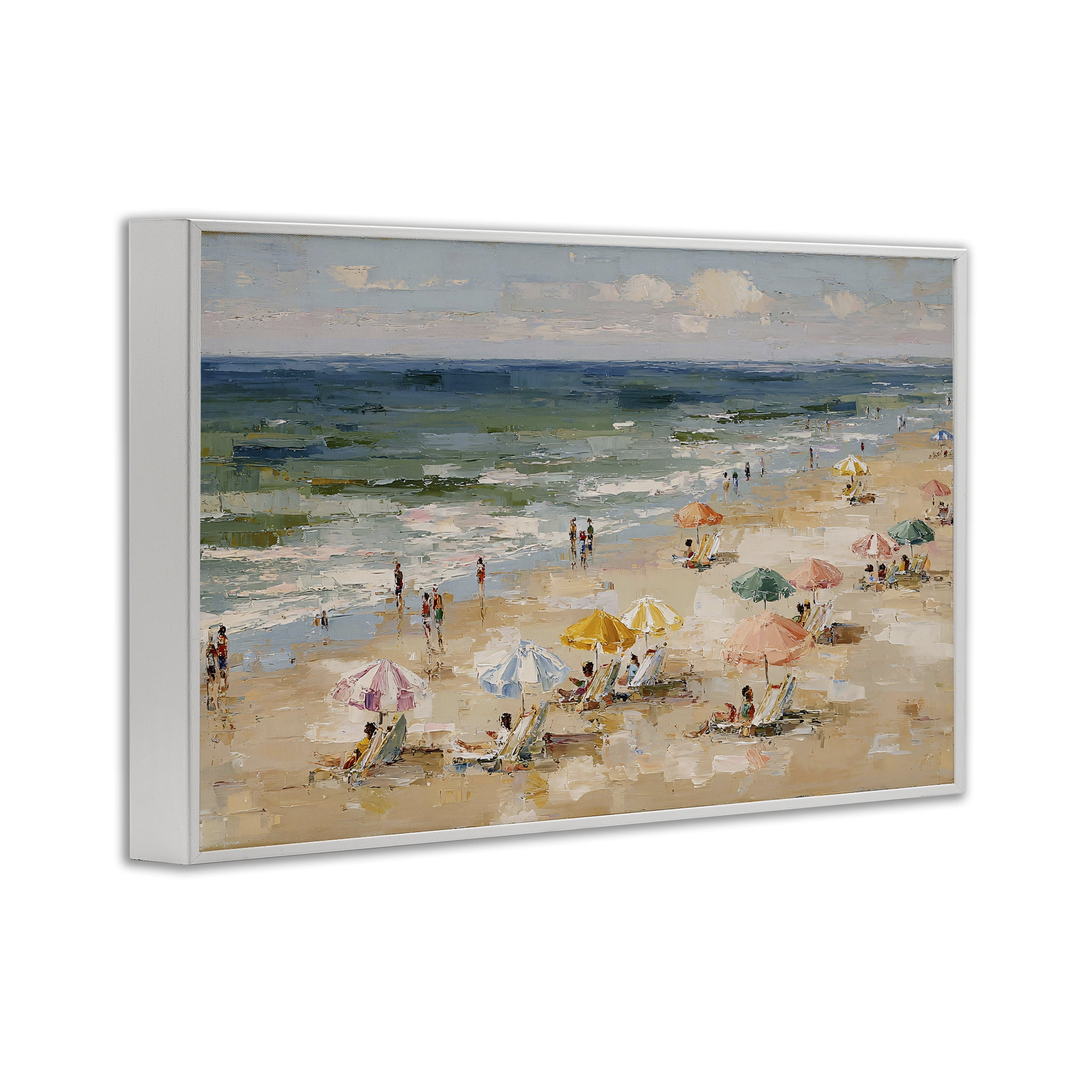Stupell Industries Impressionist Summer Beach Day White Framed Giclee Art, design by Jacky Ngan