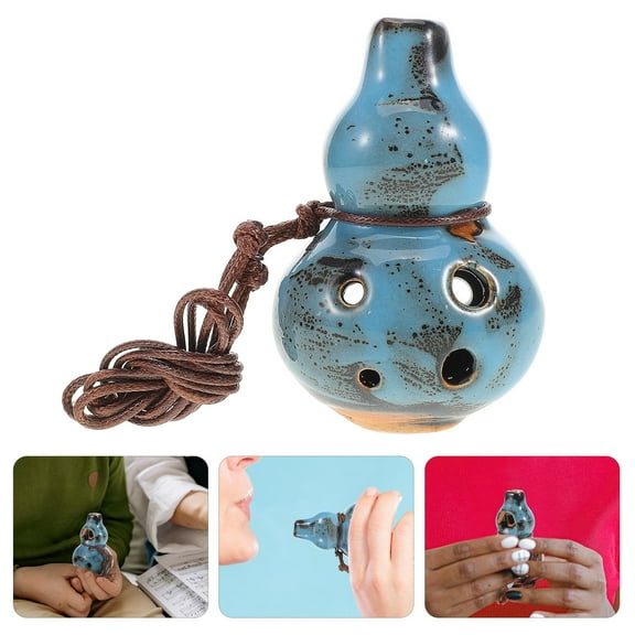Toyvian Ocarina Music Instrument Ceramic Gourd for Outdoor Activities 1Set