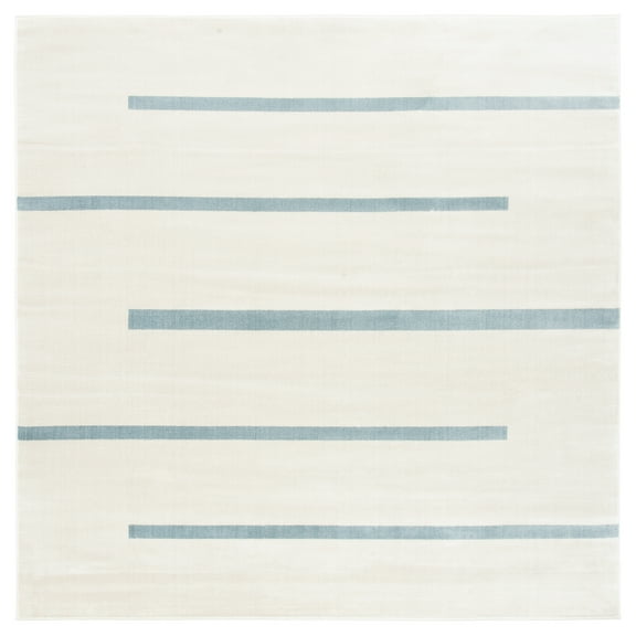 SAFAVIEH Orwell Isidora Striped Area Rug, Ivory/Blue, 6'7" x 6'7" Square