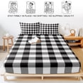 thumbnail image 5 of Cal.King Size Fitted Sheet Set - Black and White Checkered 3 Piece Bedding Sets 16" Deep Pocket Fitted Sheet with 2 Pillowcases, Farmhouse Buffalo Plaid Brushed Microfiber Hotel Luxury Bed Sheets, 5 of 9