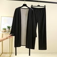 thumbnail image 2 of XuJwPNcy Women's 2 Piece Pajama Outfits Long Sleeve Open Front Cardigan Pajamas Set Wide Leg Pants Loungewear, 2 of 3