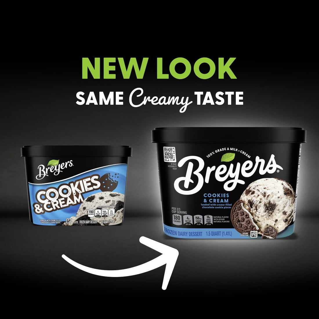 Breyers Cookies and Cream Ice Cream Vanilla Ice Cream Frozen Desserts, 1.5 Qt