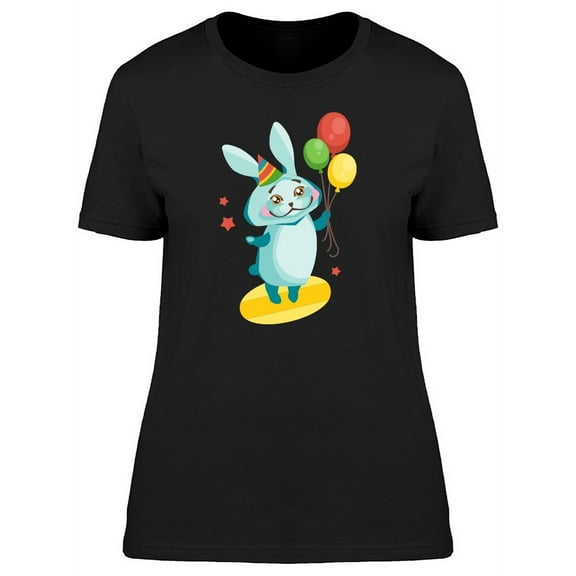 Cute Rabbit Party Cartoon T-Shirt Women -Image by Shutterstock, Female Large