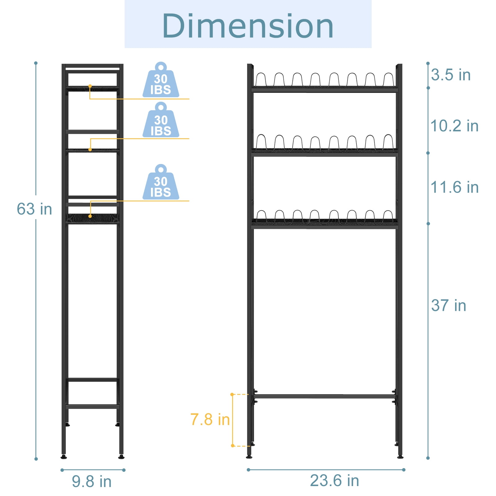 3-Tier Over The Toilet Storage Shelves Rack Heavy Duty Bathroom Organizer Metal