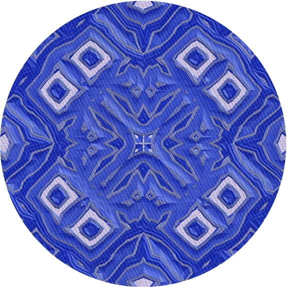 Ahgly Company Machine Washable Indoor Round Transitional Light Slate Blue Area Rugs, 5' Round