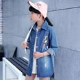 thumbnail image 5 of Vintage Kids Denim Jacket For Girls Cartoon Beauty Print Baby Long Denim Jacket Teens Retro long Jeans Trench Coat High Quality, 5 of 6