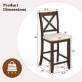 thumbnail image 3 of Costway Rubber Wooden Bar Stools Set of 2 with Footrest Comfortable Linen Cushion, 3 of 9