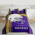 thumbnail image 2 of Feelyou Rugby Sport Player Bedding Comforter Set for Teens, Purple Gold Cartoon Twin Comforter Sets, Football Soccer Theme Reversible Bedding Set, Lightweight Room Decor, 2pcs, 2 of 8