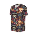 thumbnail image 2 of Haiem Hip Hop Hipster Baseball Jersey Button Down Shirts Sports Uniforms Men Women Jersey(Skulls and Flowers,3X-Large), 2 of 9