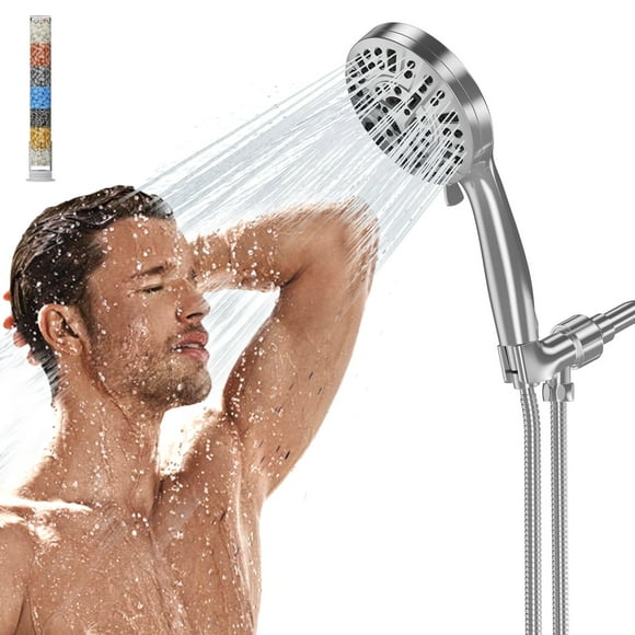 Cshidworld Cabezal de Regadera con Filtro de 10 Modos de Rociado con Mano, Cabezal de Regadera de Alta Presión con Filtros, Cabezal de Regadera con Filtro de Agua Dura para Baño, Anti-obstrucción y P