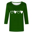 thumbnail image 4 of Plebaso Chemises à Manches 3/4 pour Femmes, Hauts Amples avec Cœur Mignon, Blouses Décontractées à Col Rond Imprimées, 4 of 4