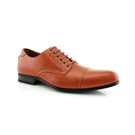 Ferro Aldo Radley MFA19350 Brown-200 Men's Cap Toe Oxfords With Lace-up Closure Leather Lining Dress Shoes For Everyday Wear