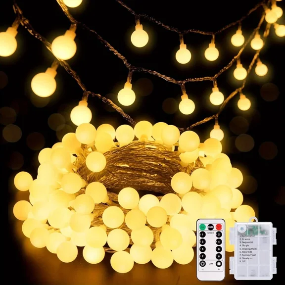 PURELY- 80 Led Waterproof Globe Lights, 8Modes String Lights For Garden Patio Yard