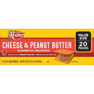 Cheese & Peanut Butter Sandwich Crackers – 8-Pack Snack Box, 12 Boxes Per Case For On-the-Go Munching