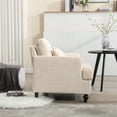 thumbnail image 5 of Xukmct Upholstered Armchair Club Chair with Wood Legs and Pillow, Modern Accent Chair for Living Room, Office, Beige, 5 of 10