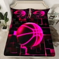 thumbnail image 2 of Erosebridal Girls Basketball Twin Sheet Sets,Sports Game Bedding Twin Size,Pink Geometric Glowing Plaid Bed Sheets Set Twin Size,Microfiber Bedroom Decor，3pcs, 2 of 8