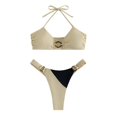 thumbnail image 6 of Sngxgn Bikini Set for Women Bathing Suit High Waisted V Neck Two Pieces Swimsuit(Grey,L), 6 of 8