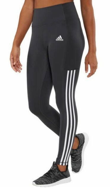 Adidas Women's 7/8 3S 3 Stripes Training Tights Black Size: Large, Color: Carbon/white -