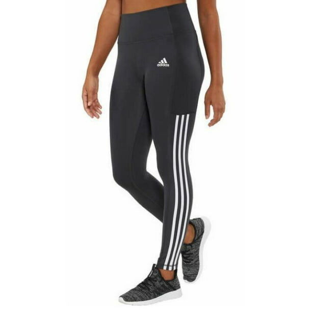 Women's 7/8 3S 3 Stripes Training Tights Black Size: Large, Color: Carbon/white - Walmart.com