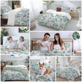 thumbnail image 5 of 3 Piece Teal Paisley Floral Duvet Cover Set Queen Size, Microfiber Comforter/Quilt Cover with Corner Ties and 2 Pillowcases, Boho Ethnic Tribe Traditional All Season Soft Bedding with Zipper Closure, 5 of 8