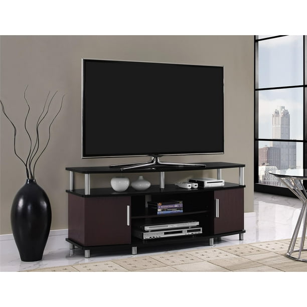 Carson Tv Stand For Tvs Up To 50 Multiple Finishes Black And Cherry Walmart Com Walmart Com