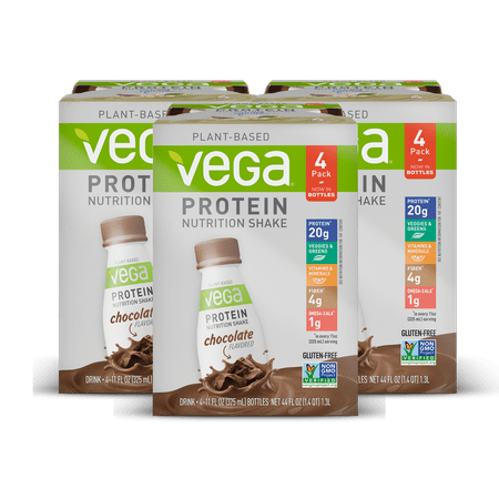 Vega Vegan Protein Nutrition Shake, Chocolate, 20g Protein, 11 Fl Oz, 12 (Best Vegan Chocolate Uk)