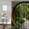 thumbnail image 2 of Orinice Shower curtain, wall door, greenery, country entrance, circular park, garden, exterior nature, landsca 36x72, 2 of 7