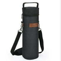 Tirrinia Wine Bag Portable Gift Tote,Polyester Zipper Cylinder Can Leakproof Insulated Wine Bottle Carrying Cooler Carrier for Travel,Picnic,Party,Great Gift for Wine Lover,Black