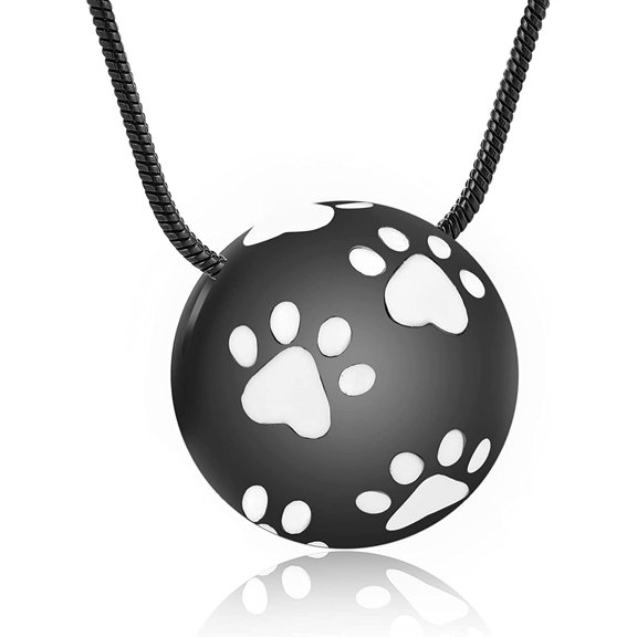 Pet Cremation Jewelry for Ashes Paw Print Urn Necklace for Ashes for Women Men Ball Cat Dog Memorial Ashes Locket Pendant