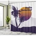 thumbnail image 4 of Ambesonne Tropical Shower Curtain, Simplistic Sun Tree Lines, 69"Wx84"L, Dark Orange Dark Purple, 4 of 4