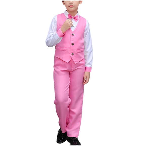 Auroural toddler girl clothes sets 3t 3t girls clothes sets Children's Solid Color Casual Suit Performance Suit Formal Dress And Wearing A Bow Tie Sets For Kids