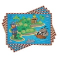 thumbnail image 1 of Ambesonne Cartoon Place Mats Set of 4, Funny Pirate Ship Island, Standard Size, Multicolor, 1 of 6