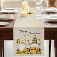 thumbnail image 3 of Yellow Sunflower Table Runner, Gnomes Elegant Pastoral Vintage Art Rustic Washable Cotton Linen Table Runners 60 Inches Long, Dresser Scarf Runner for Coffee/TV Stands/Kitchen/Cabinets 13''x60'', 3 of 9