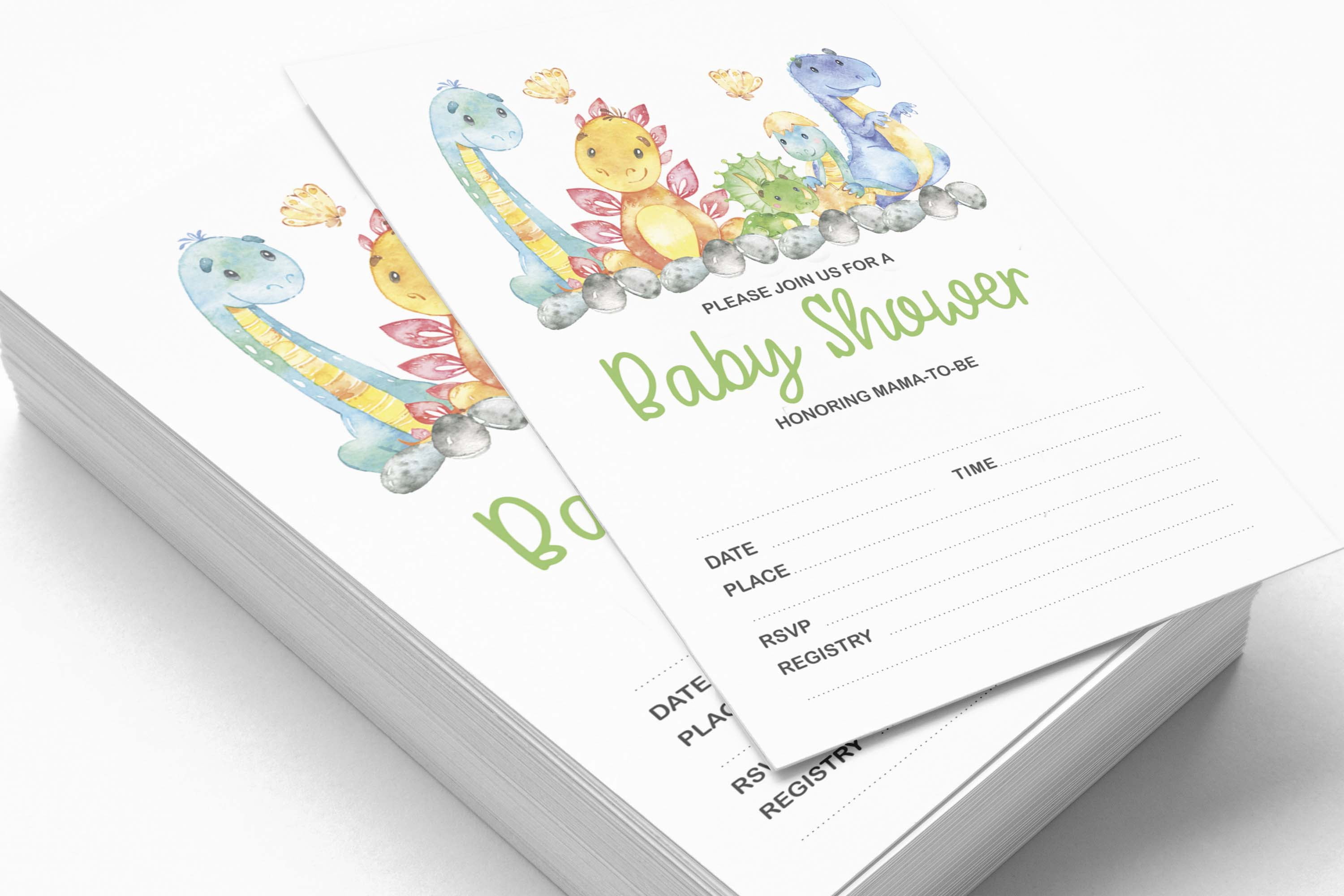 Inkdotpot Set Of 30Dinosaur Baby Shower Invitations-Diaper Raffle Tickets And Baby Shower Book Request Cards Jungle Animals Invites Its A Boy Its A Girl