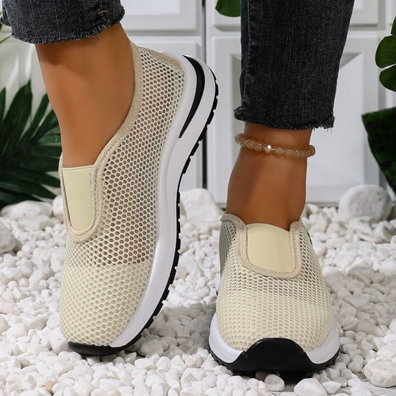 Shallow Cut Women's Casual & Dress Shoes Comfortable Plus Size Office Work Daily Wear Spring Summer Beige 6.5