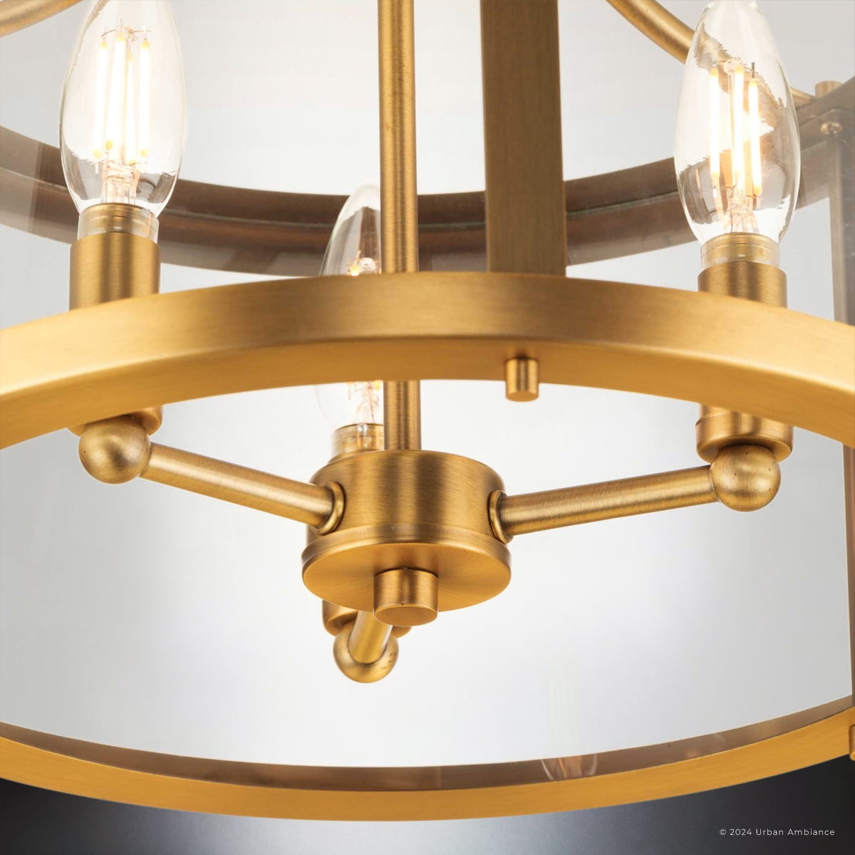 Luxury Modern Farmhouse Ceiling Light, Vintage Brass, UHP4592